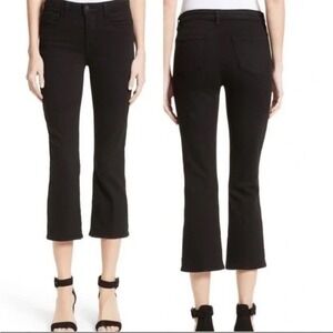 L'AGENCE Serena Cropped Baby Flare High Rise Onyx Black Jeans 25 French Girl